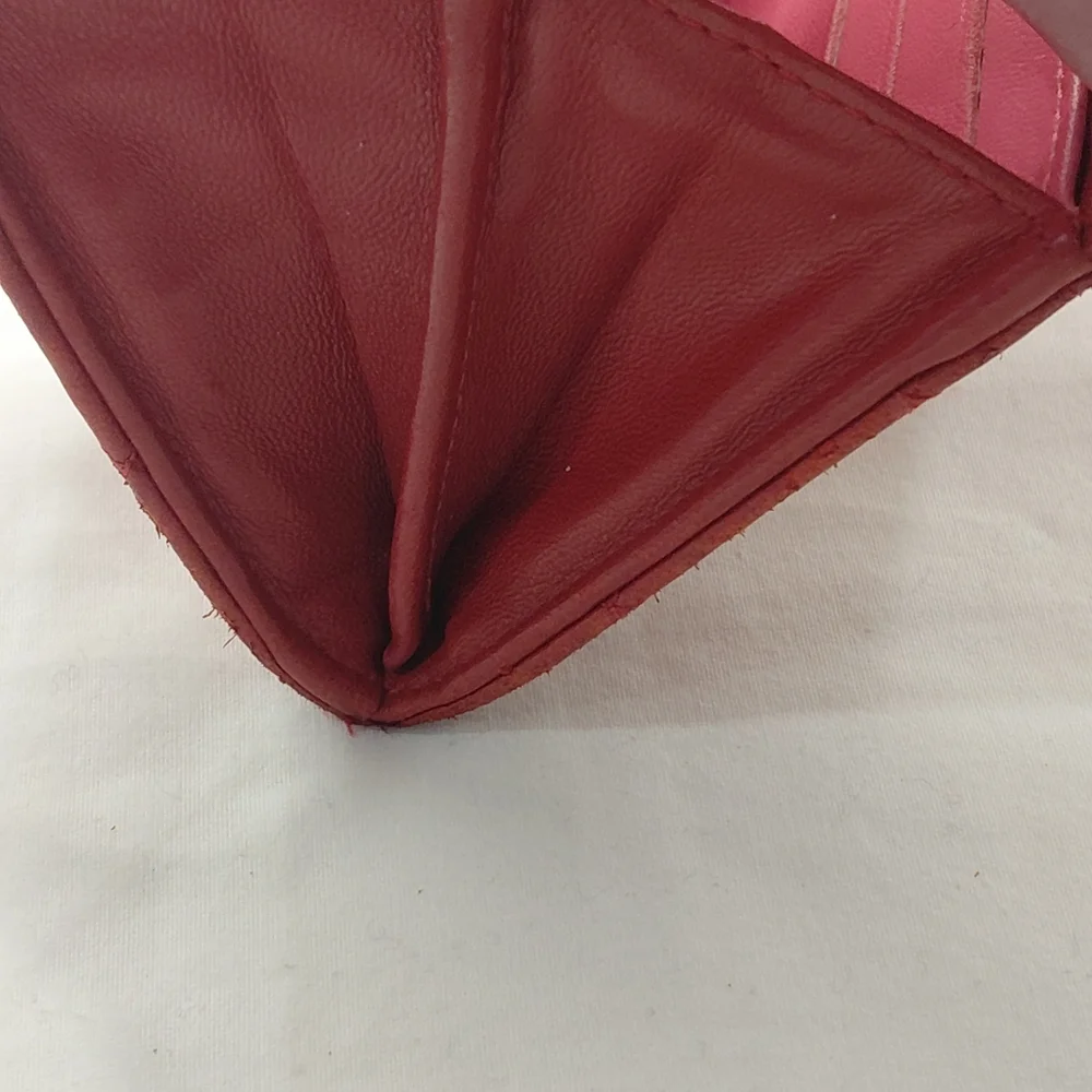 CHANEL Red Pink Quilted Matelasse Lambskin Long Wallet